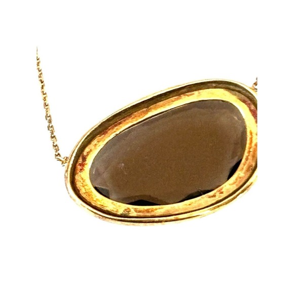 Technibond Gold Vermeil Sterling Smokey Quartz 16” Necklace Turkey - Picture 3 of 8